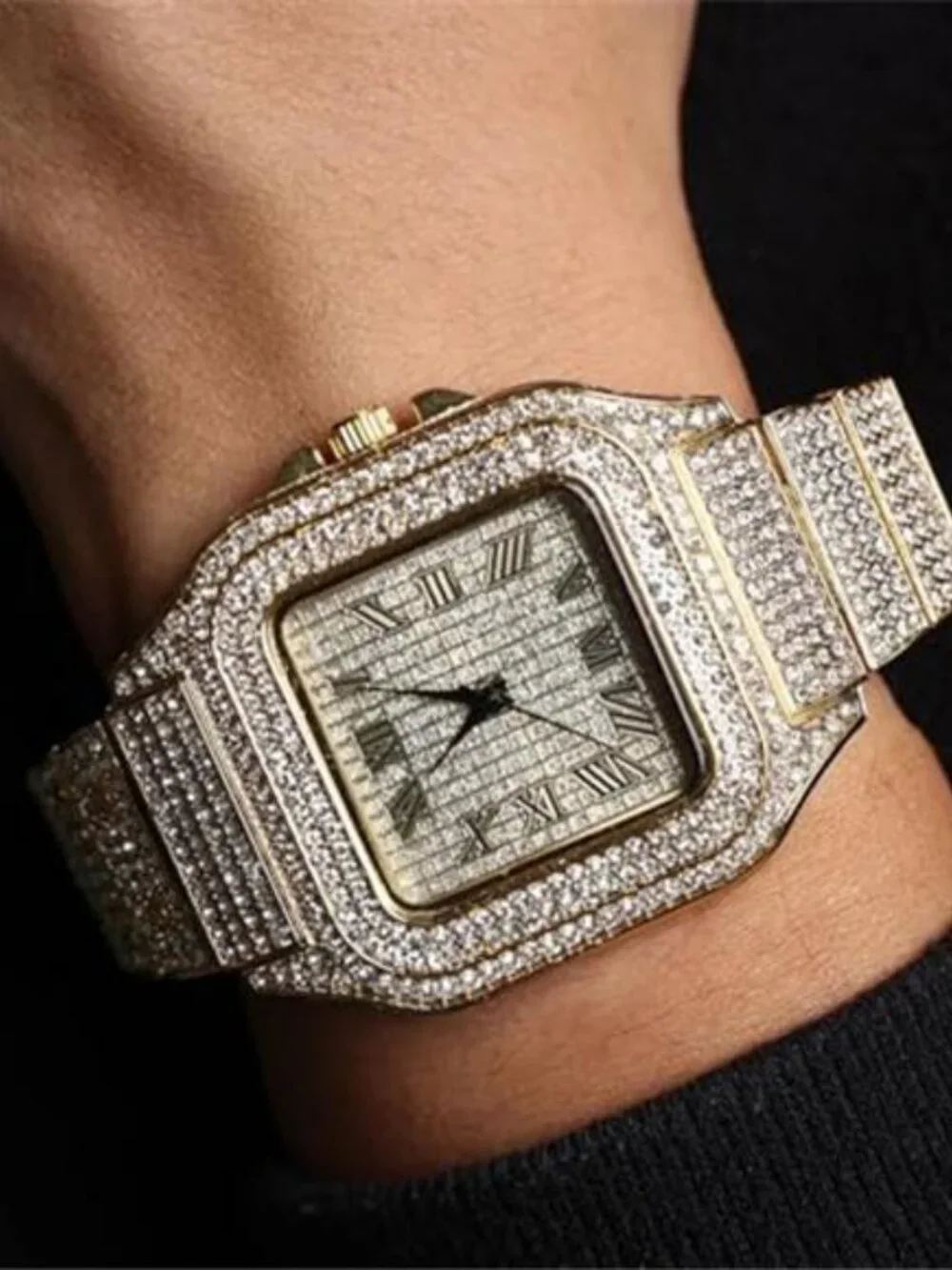 Diamonds Gold Watch Iced Out, Men's 18k Real Gold/Platinum White Gold